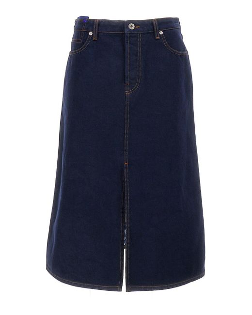 Burberry Blue Denim Midi Skirt