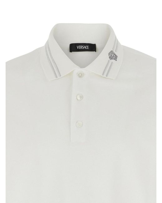 Polo Con Dettaglio Medusa Sul Colletto di Versace in White da Uomo