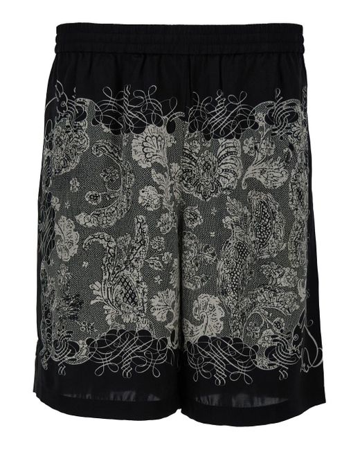 Acne Black All-Over Graphic Print Sport Shorts for men