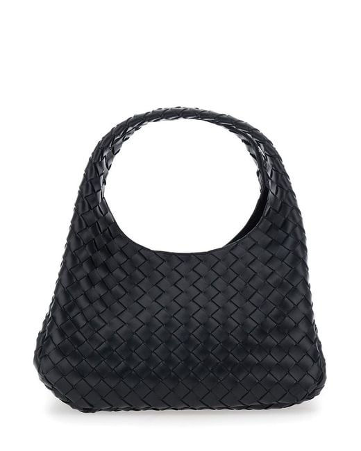 Bottega Veneta Black 'Campana' Shoulder Bag With Intreccio Motif