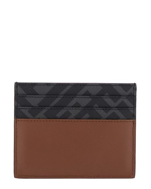 Portacarte Con Placca Ff Sul Fronte di Fendi in Brown da Uomo