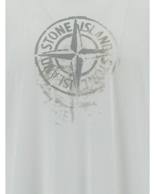 Stone Island Gray Oversized Crew Neck T-Shirt for men