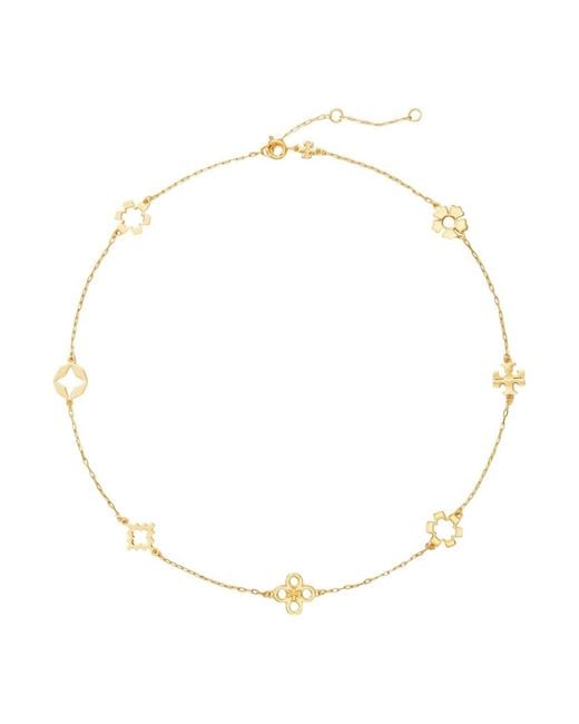 Tory Burch White Color Necklace 'Forget Me Not' With Floral Charms And