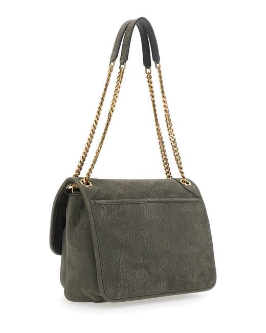 Saint Laurent Gray 'Niki' Shoulder Bag With Cassandre Plaque On The Fr