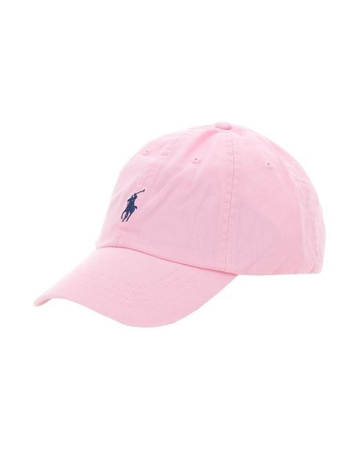Polo Ralph Lauren Pink Baseball Cap With Embroidered Pony Logo On The Front Light Cotton For Hats And Gloves for men