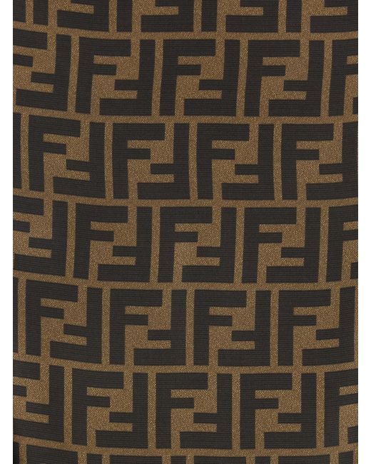 Fendi Brown Flared Midi Skirt With All-Over Ff Motif