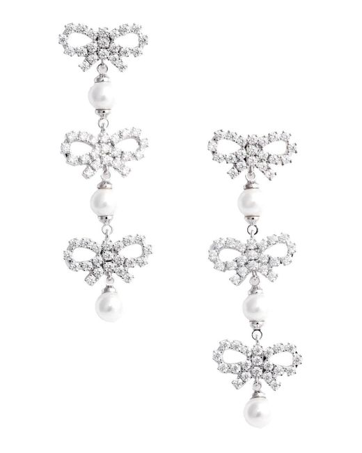 Orecchini Con Decorazione Con Cristalli E Charm Con Fioc di Self-Portrait in White