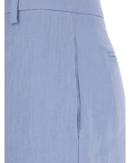 Le Plain Blue Light- Linen Trousers With Wide Leg
