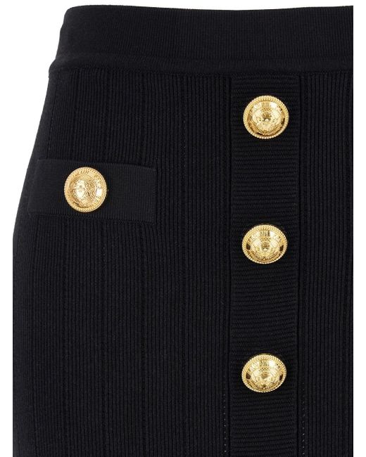Balmain Black Mini Pencil Skirt With Jewel Buttons