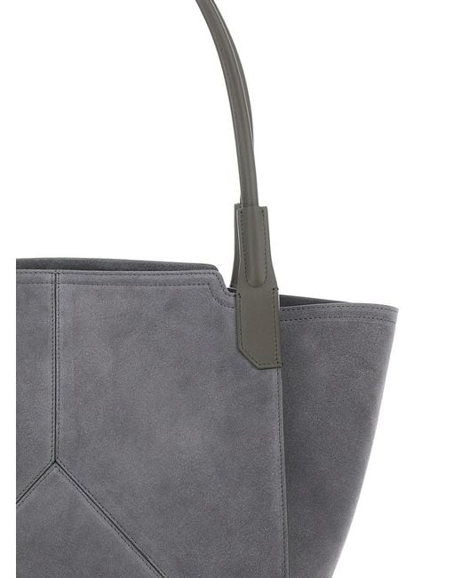 Victoria Beckham Gray 'Victoria Small' Tote Bag With Embossed Logo Lettering On The Front