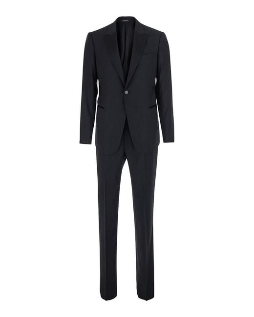 Emporio Armani Black Two-Piece Tuxedo With Notched Revers And Color Fo for men