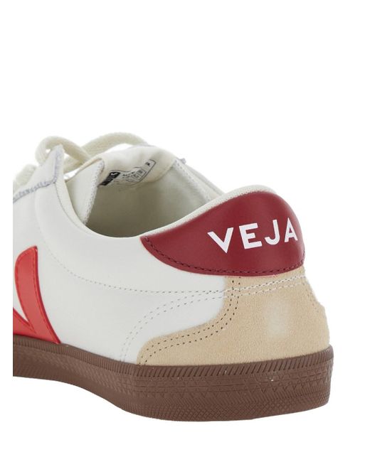Veja White 'Volley' Low Top Sneakers With V Logo Detail for men