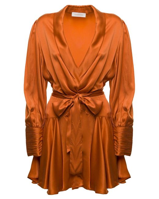 Silk wrap mini dress di Zimmermann in Orange