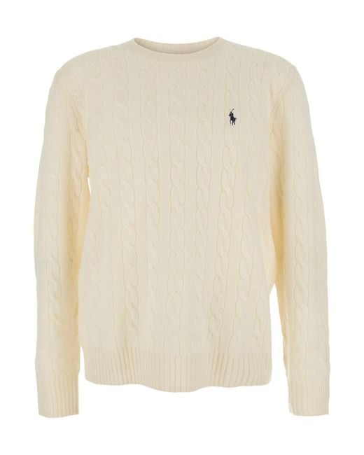 Polo Ralph Lauren White Crewneck Sweater Wool-Cashmere for men
