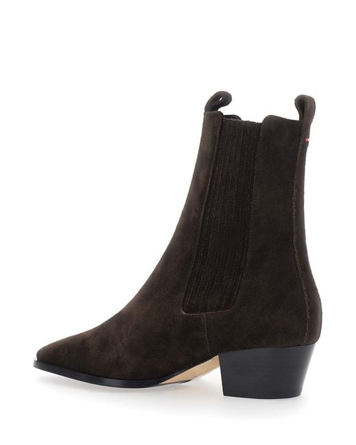 Aeyde Black Agata Cow Suede Leather Moka With Suede And