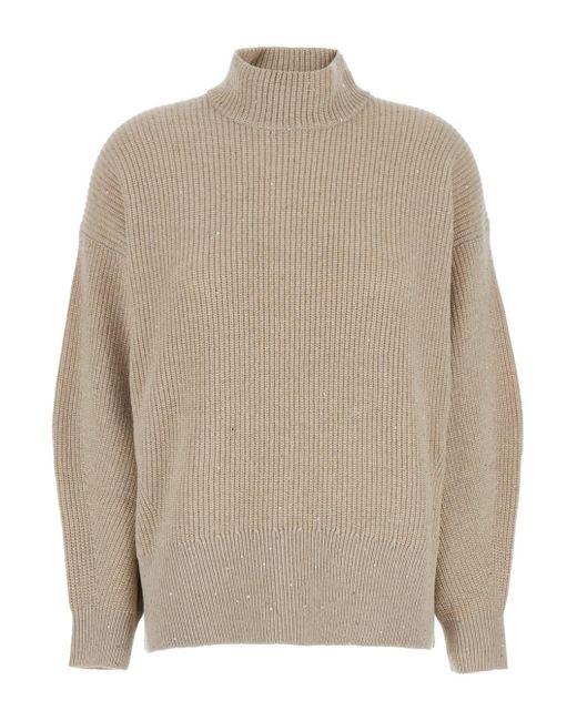 Brunello Cucinelli Natural Oversized Ribbed Sweater