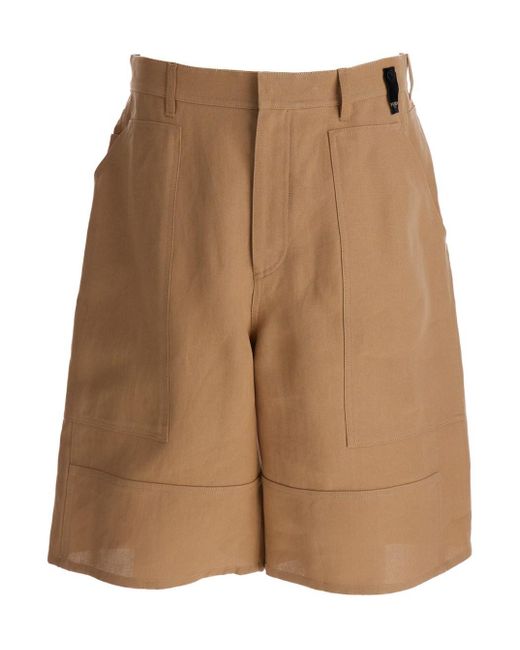 Fendi Brown Bermuda Shorts With Front Wrokwear Pockets for men