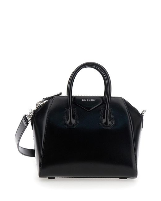 Givenchy Black Small Handbag 'Antigona' With Laminated Logo