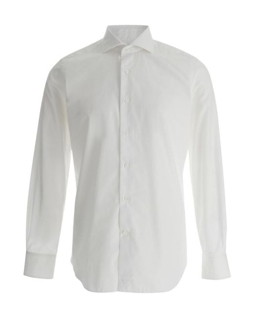 GAUDENZI White Shirt With Classic Collar And Long Sleeves for men
