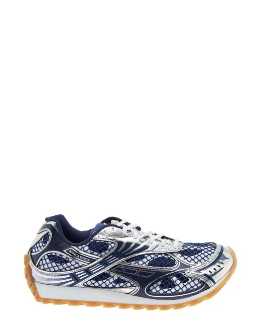 Bottega Veneta Blue 'Orbit' Low Top Sneakers With Logo Patch On The Tongue And Mesh Panels for men