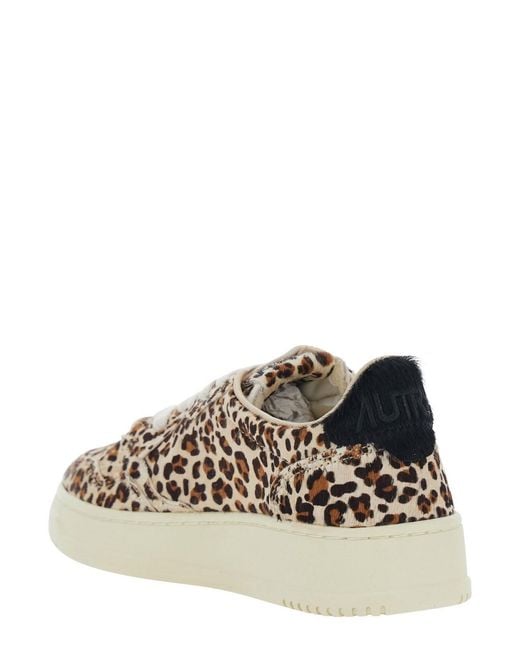 Autry White 'Medalist' Sneakers With Leopard Motif And Logo Lettering