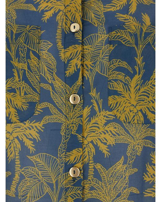 Eres Green 'Exotisme' Shirt With Classic Collar And All-Over Print