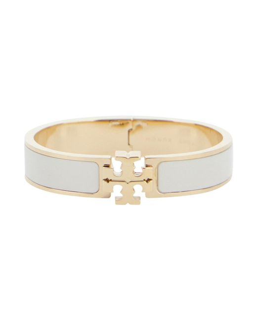 Tory Burch Natural 'Kira' Bracelet With Logo Plaque Closure