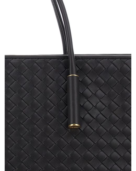 Bottega Veneta Black 'Barbara' Small Shoulder Bag With Top Zip Closur