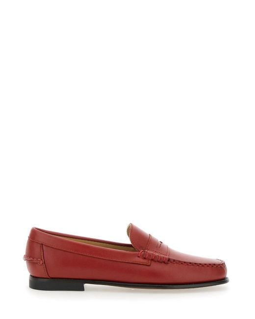 Sebago Red 'Danielle Pop' Loafers With Bevelled Toe And Low Stacked He