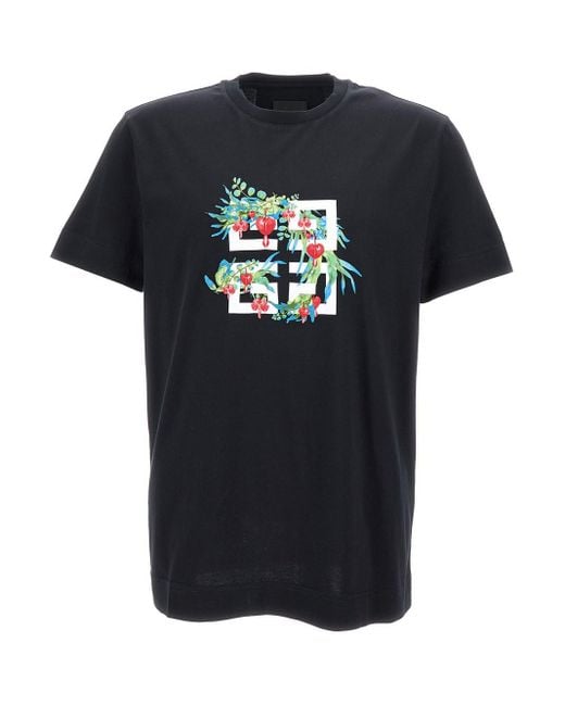 Givenchy Black Multicolour Cotton T-Shirt for men