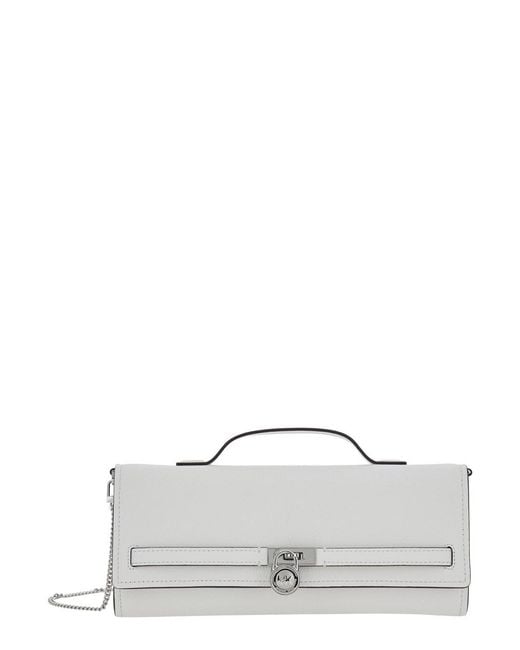 MICHAEL Michael Kors Gray 'Md Ew Th Clutch' Handbag With Logo Detail