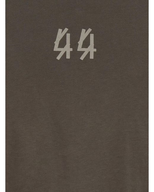 44 Label Group Gray Crew Neck T-Shirt With Maxi Logo On The Back for men