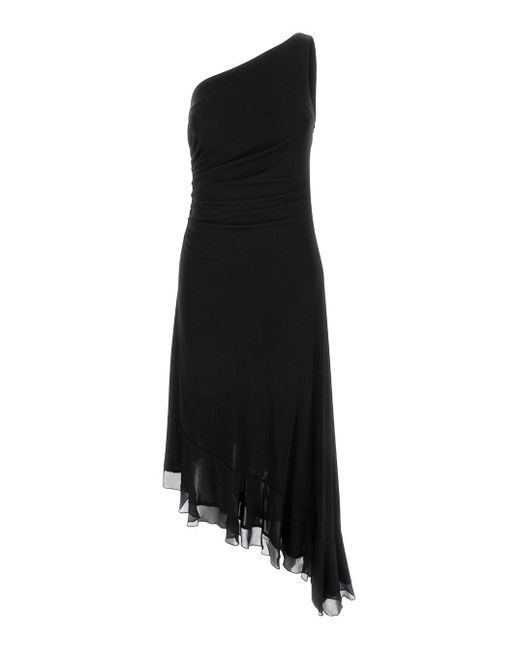 Twin Set Black One-Shoulder Asymmertric Dress