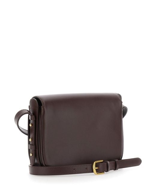 Soeur Brown 'Bellissima Mini' Crossbody Bag With Logo Plate On The Fro