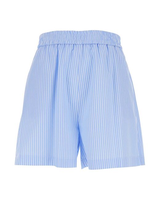 Le Plain Blue Shorts With Striped Motif