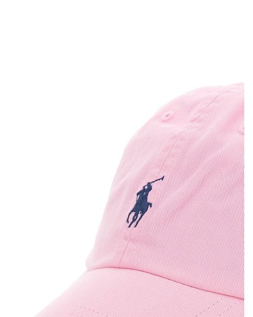 Polo Ralph Lauren Pink Baseball Cap With Embroidered Pony Logo On The Front Light Cotton For Hats And Gloves for men