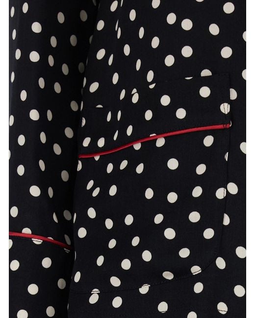 Le Plain Black Pajama Suit With Polka Dot Motif