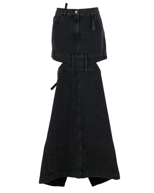 The Attico Black Denim Skirt