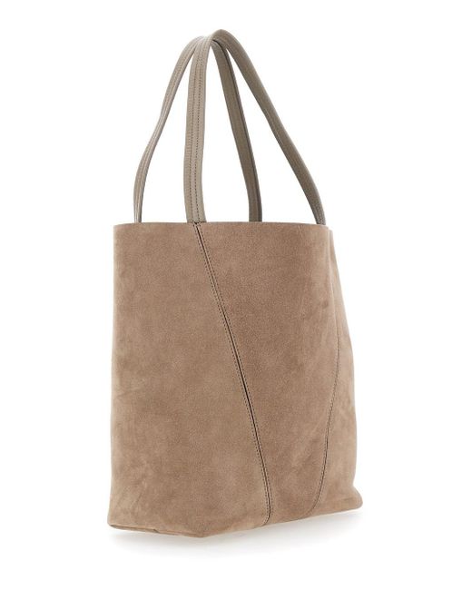 Chloé Natural 'Spin' Shoulder Bag With Chain-Link Detail With Logo Charm