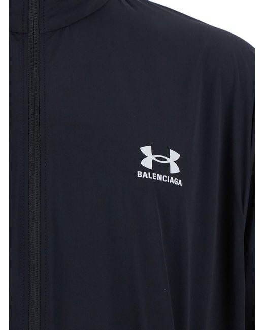 Balenciaga Blue Jacket With Under Armourâ Maxi Logo On The Back for men