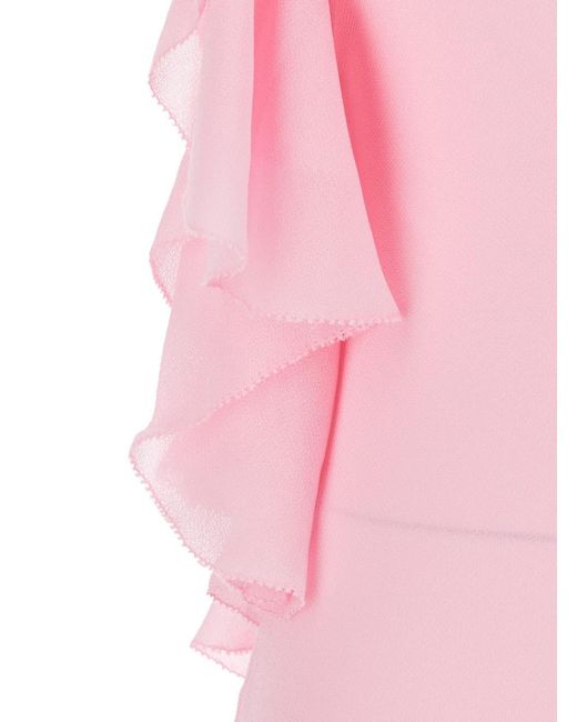 Self-Portrait Pink Long Dress With Ruffles