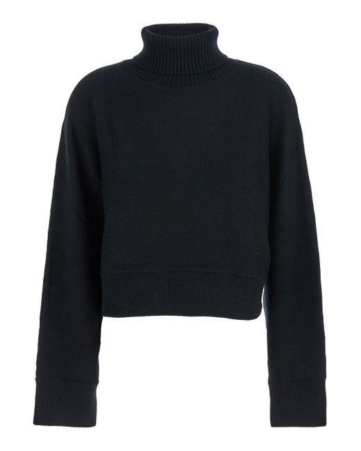 MICHAEL Michael Kors Blue Turtleneck Cropped Sweater With Logo
