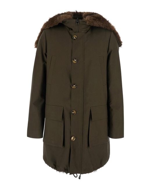 VALENTINI 1972 Green Hooded Parka With Front Closure for men