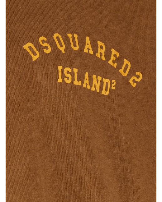 DSquared² Brown T-Shirt With Logo Print On The Front for men