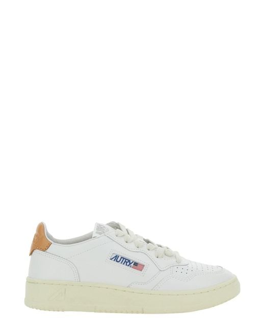 Autry White Low Top Sneakers With Logo Patch