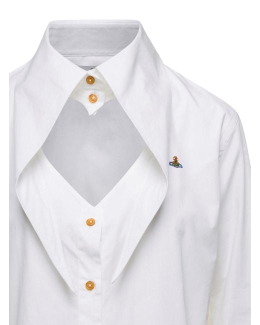 Camicia Con Cut-Out A Cuore E Ricamo Orb di Vivienne Westwood in White