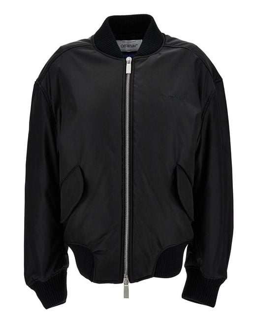 Off-White c/o Virgil Abloh Black Blak Bomber Jacket With Tonal Logo Embroidery