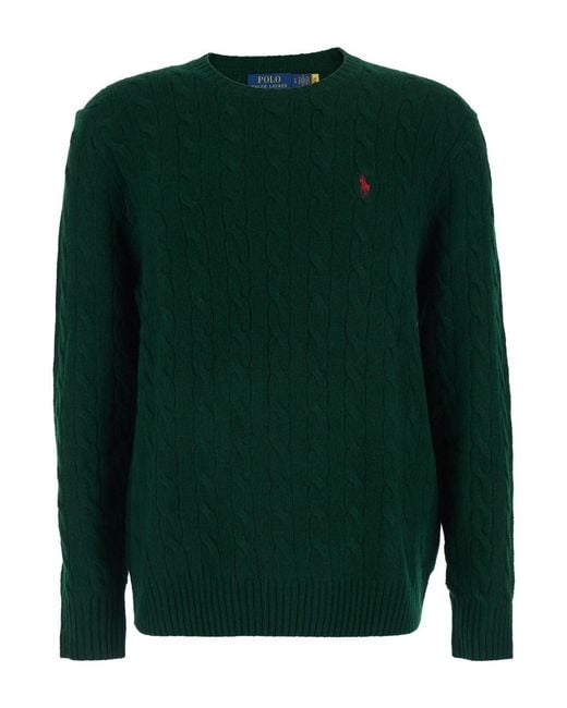 Polo Ralph Lauren Green Crew Neck Sweater Wool-Cashmere for men