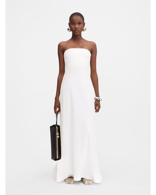 Jacquemus White Le Robe Bustier' Off-Shoulder Long Dress