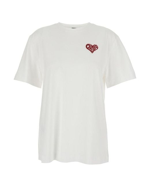 Pinko White Crew Neck T-Shirt Cotton
